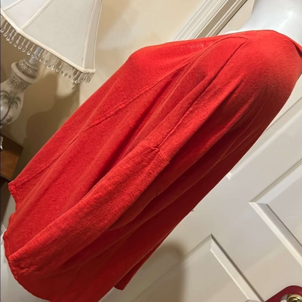 Eileen Fisher Scarlet Red/orange Blouse. Large Linen - Picture 3 of 8